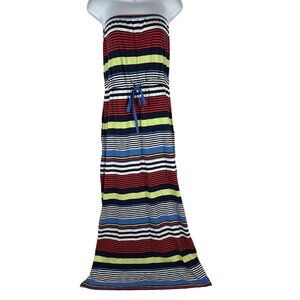 Tommy Hilfiger Strapless Striped Maxi Dress Size S Cotton & Modal Blend